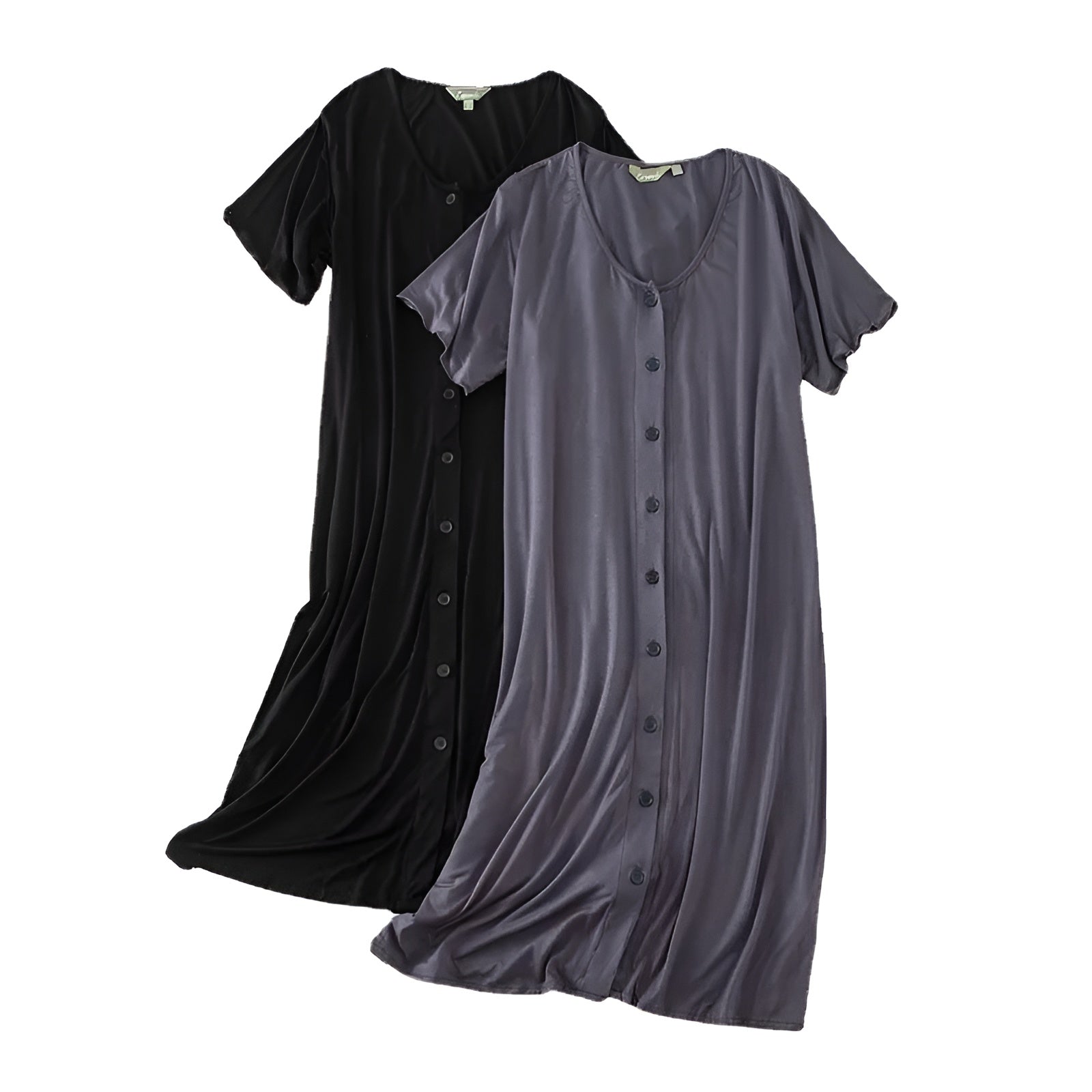 2 Robes de nuit mi-longue unie noir et grise