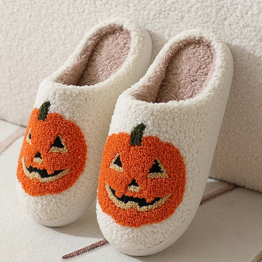 Chaussons blanc Citrouille Halloween 