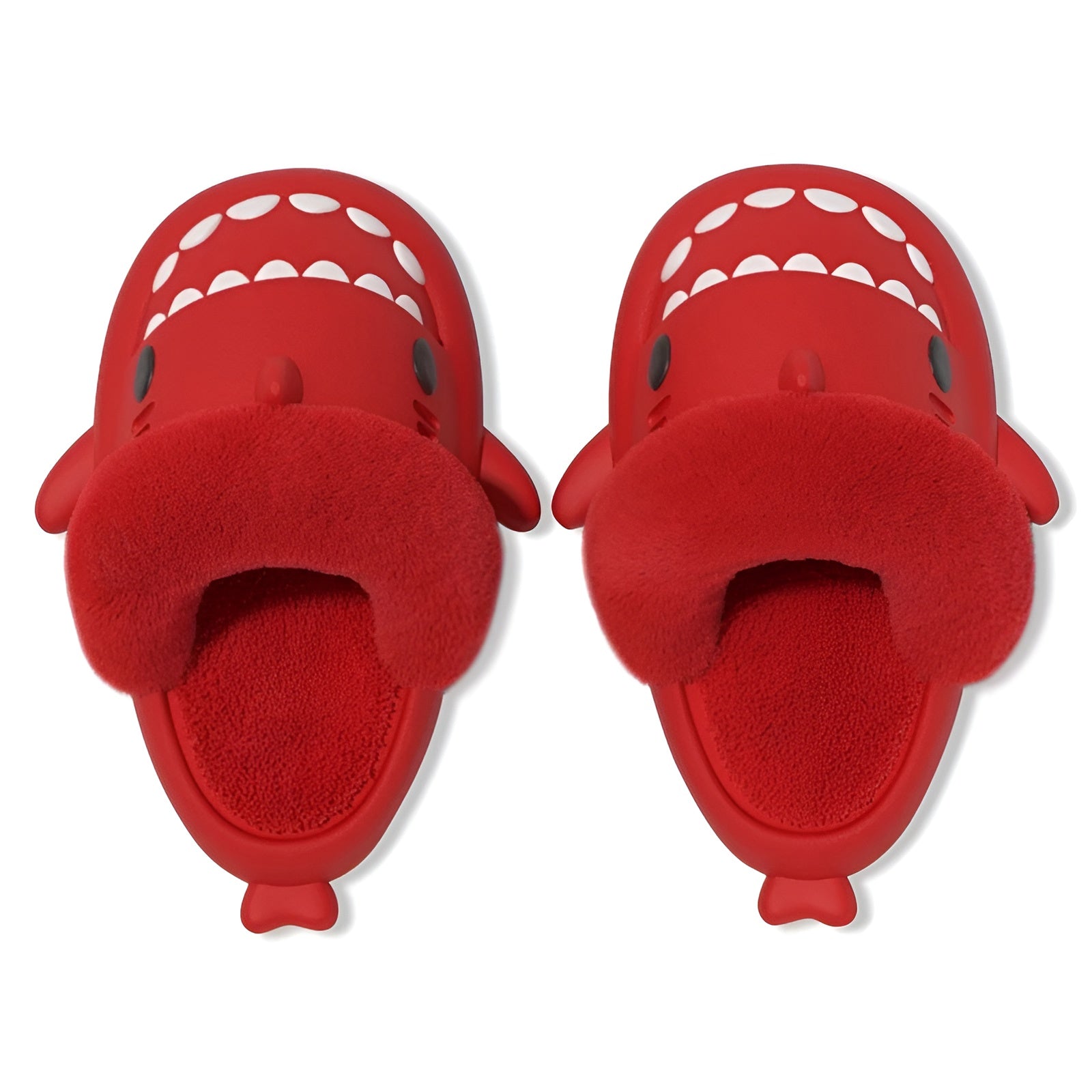 Chaussons Requin Fourrés taille basse rouge