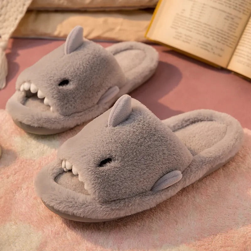 Chaussons Sandales Requin Peluches gris