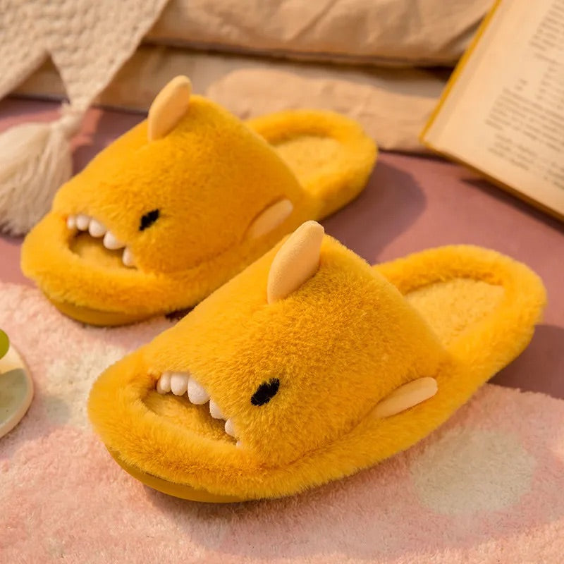 Chaussons Sandales Requin Peluches jaune