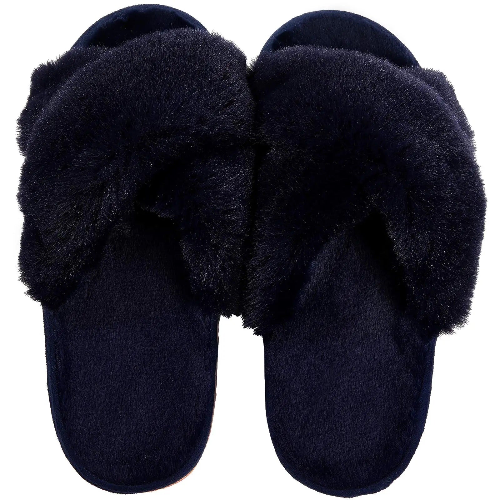 Chaussons Sandales en Fourrure bleu foncé