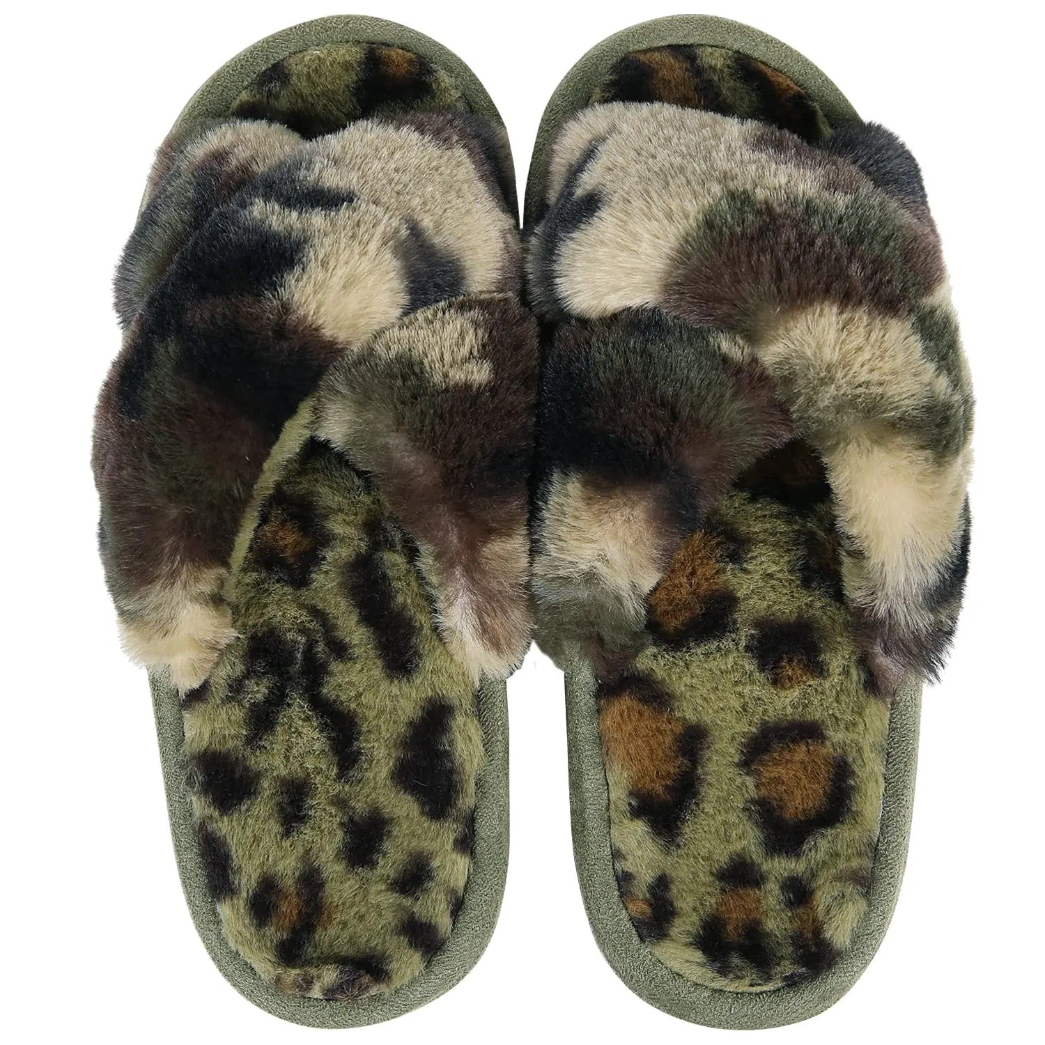 Chaussons Sandales en Fourrure camouflage