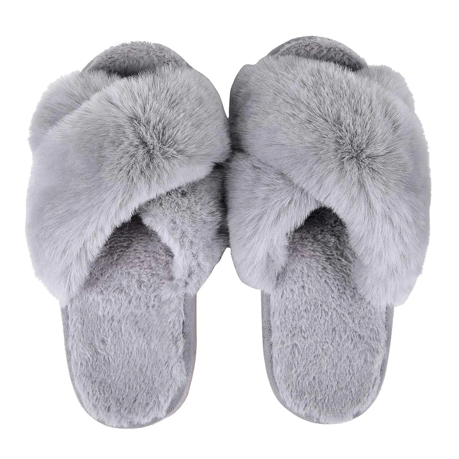 Chaussons Sandales en Fourrure gris