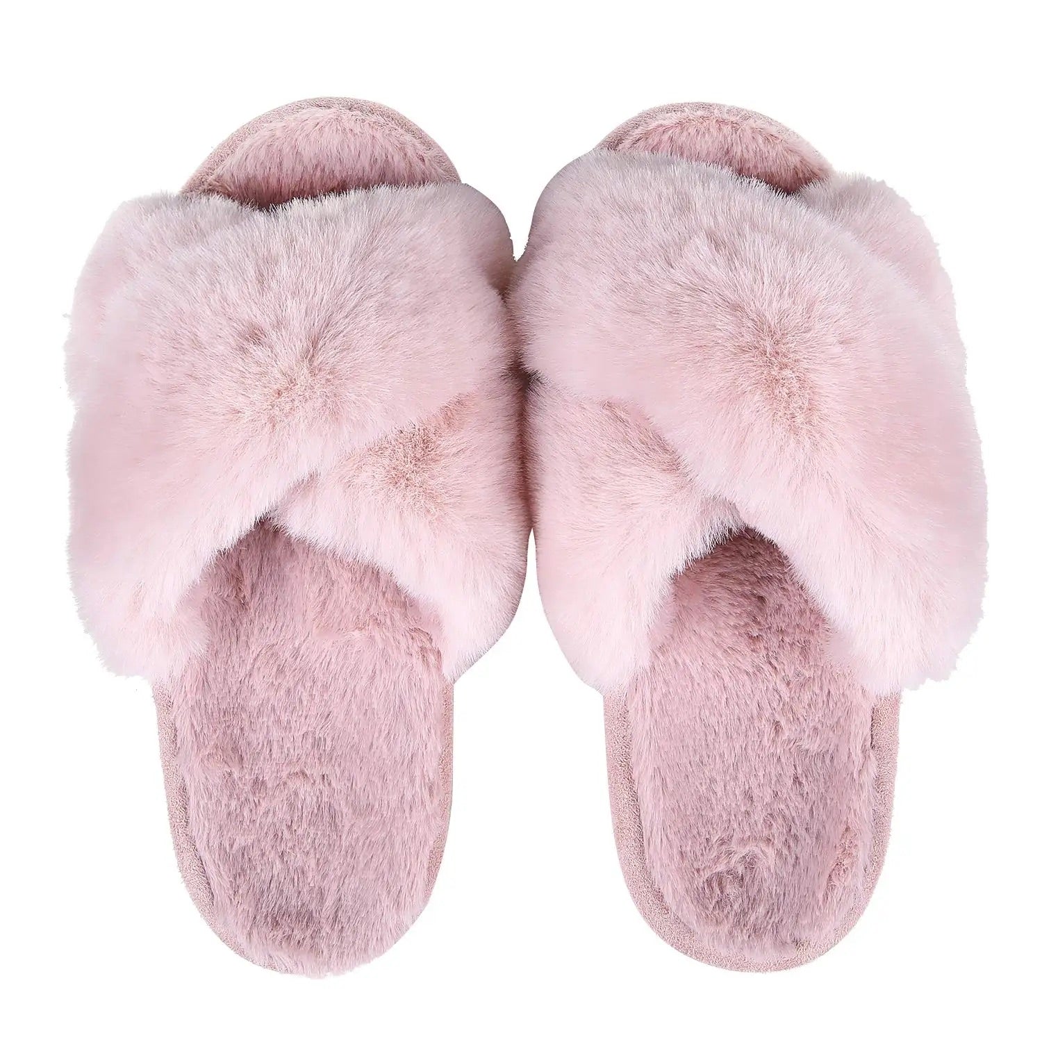 Chaussons Sandales en Fourrure rose