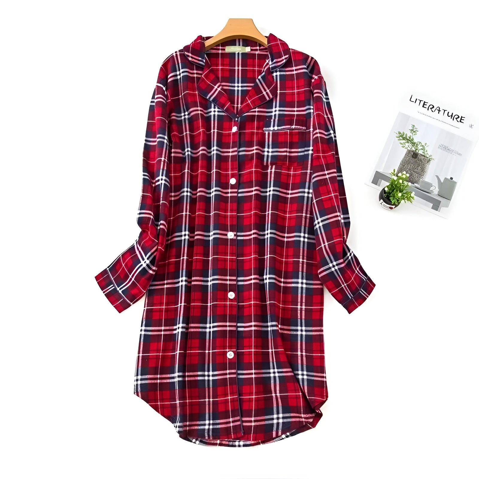 Chemise de Nuit rouge à carreaux