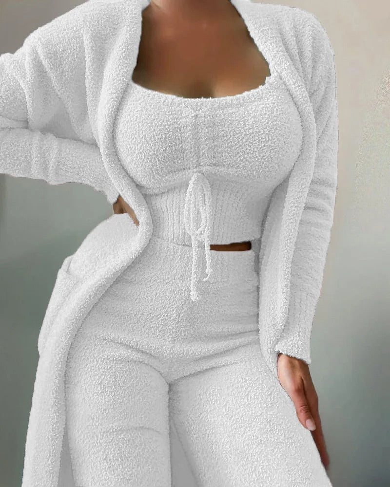 Ensemble pyjama cosy 3 pièces blanc