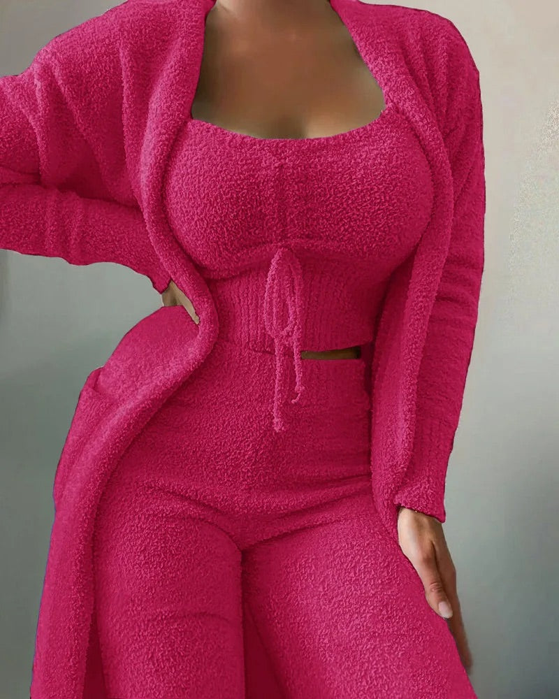 Ensemble pyjama cosy 3 pièces fuchsia