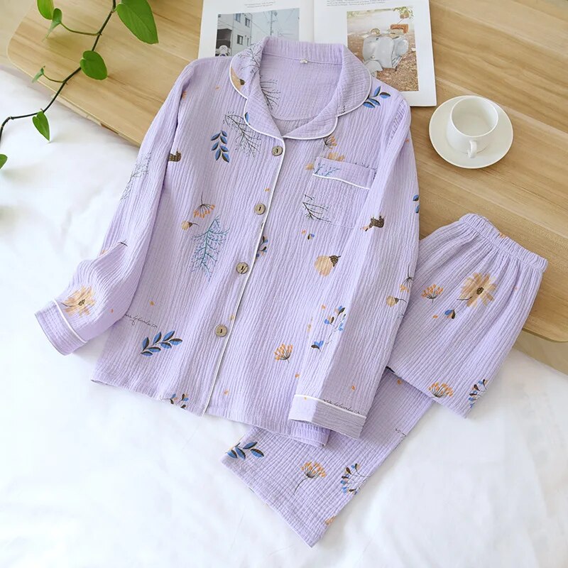 ensemble pyjama fleuri violet