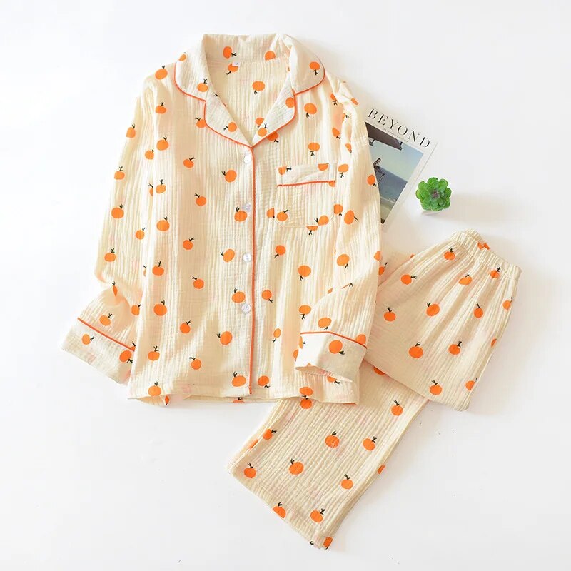 ensemble pyjama coton à motifs abricots