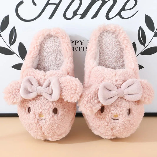 Pantoufles basses en Peluche Lapin rose