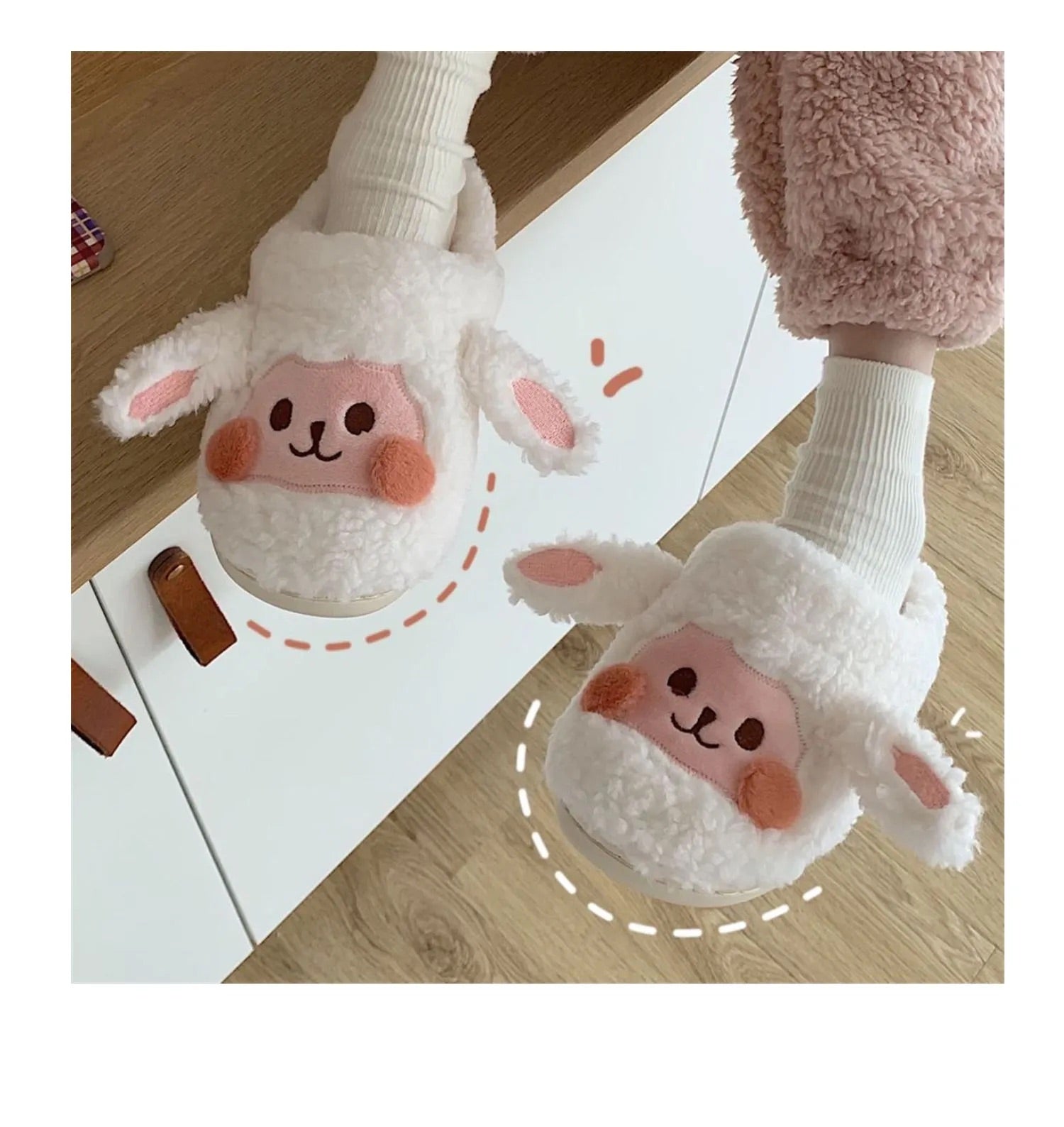 Pantoufles en Peluche Mouton blanches