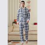 Pyjama Combinaison à Carreaux avec Capuche pour Homme - Vignette | Sleepizz