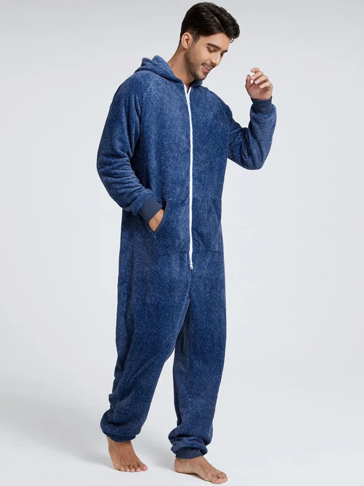 Pyjama Combinaison bleu à Capuche pour Homme