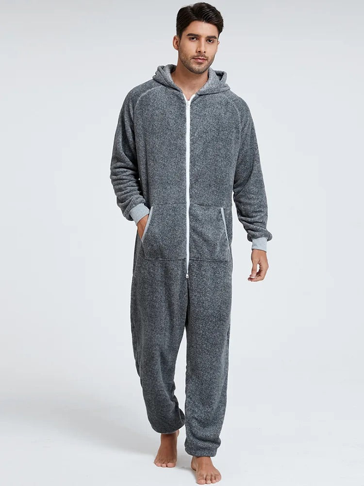 Pyjama Combinaison gris à Capuche pour Homme