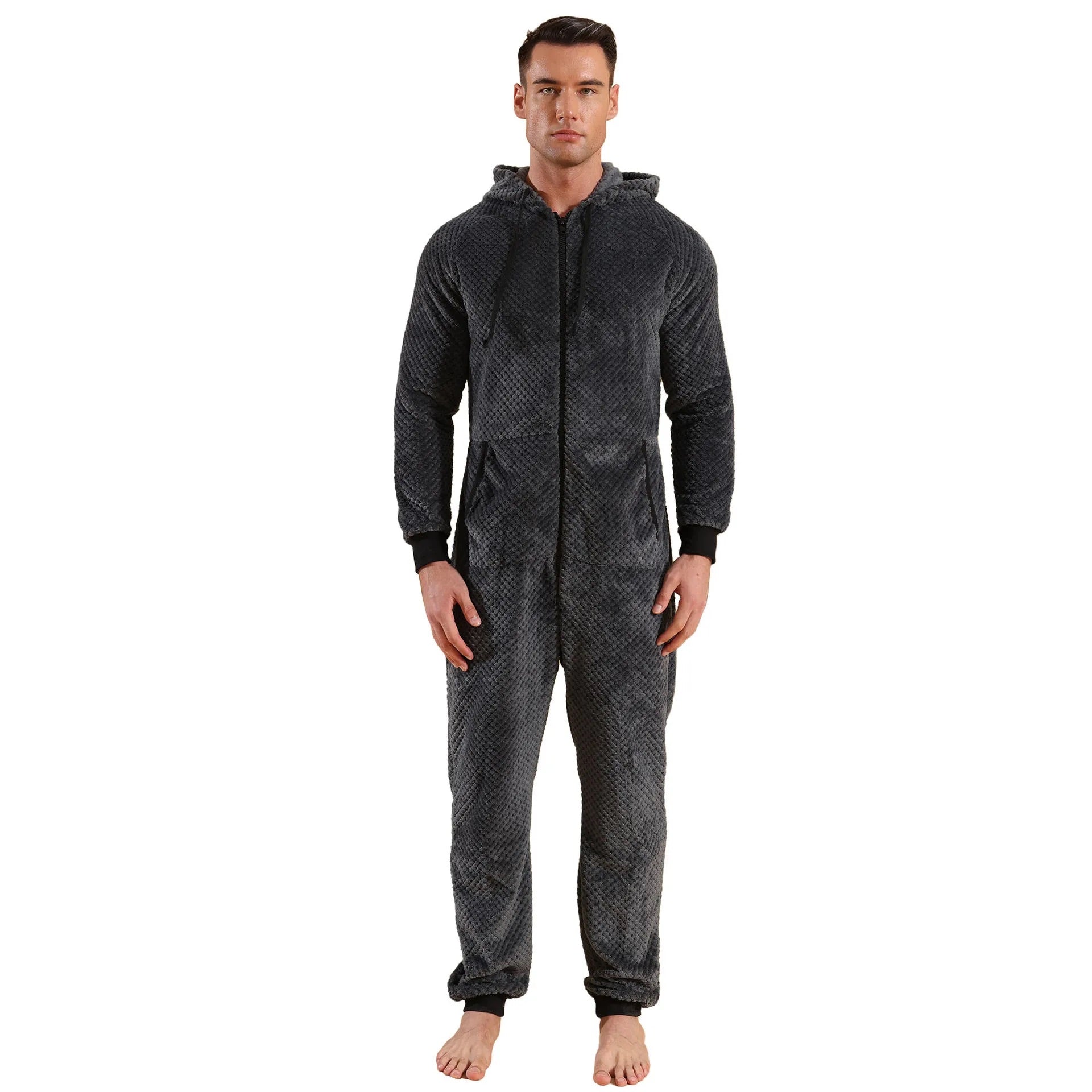 Pyjama Combinaison gris foncé à Capuche pour Homme