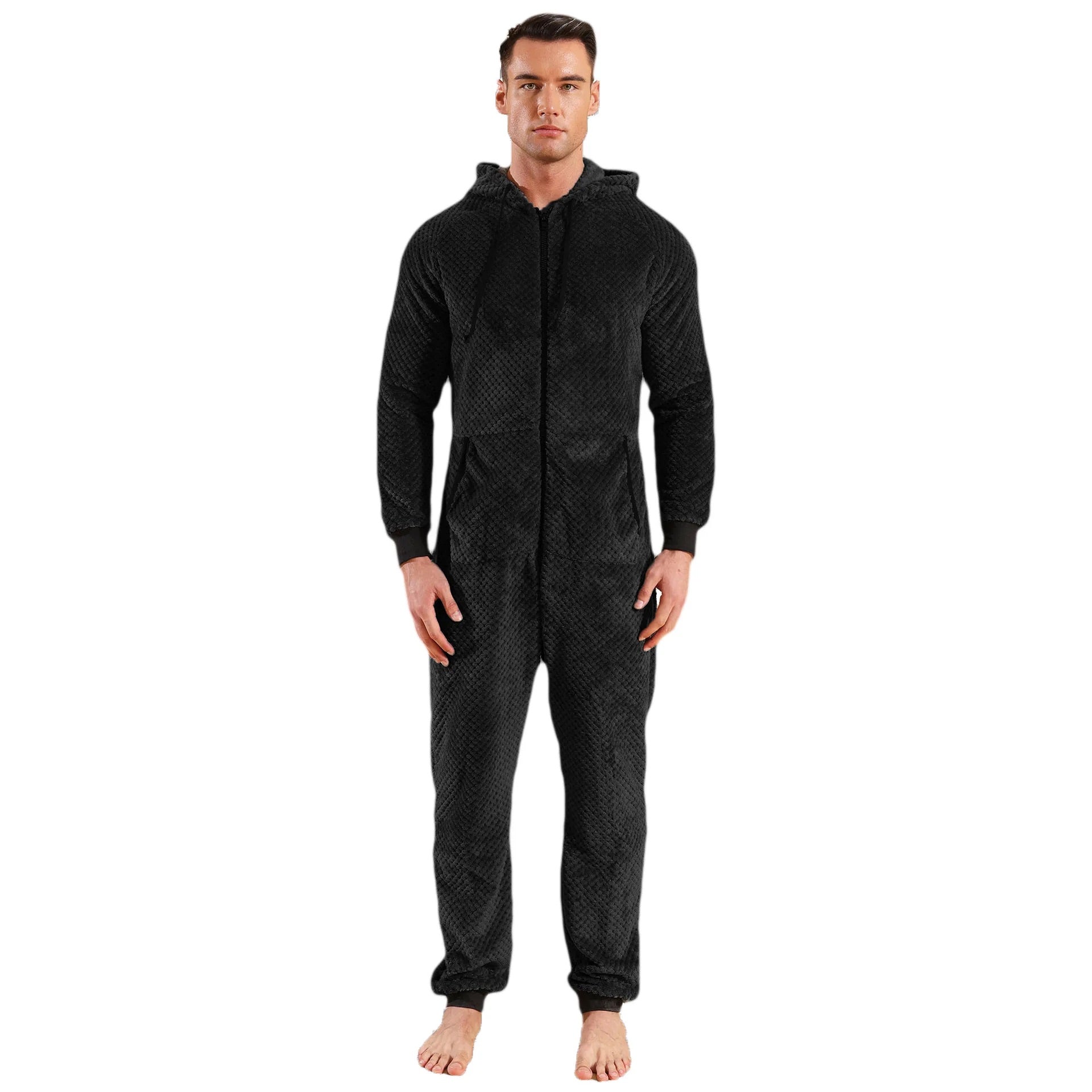 Pyjama Combinaison noir à Capuche pour Homme