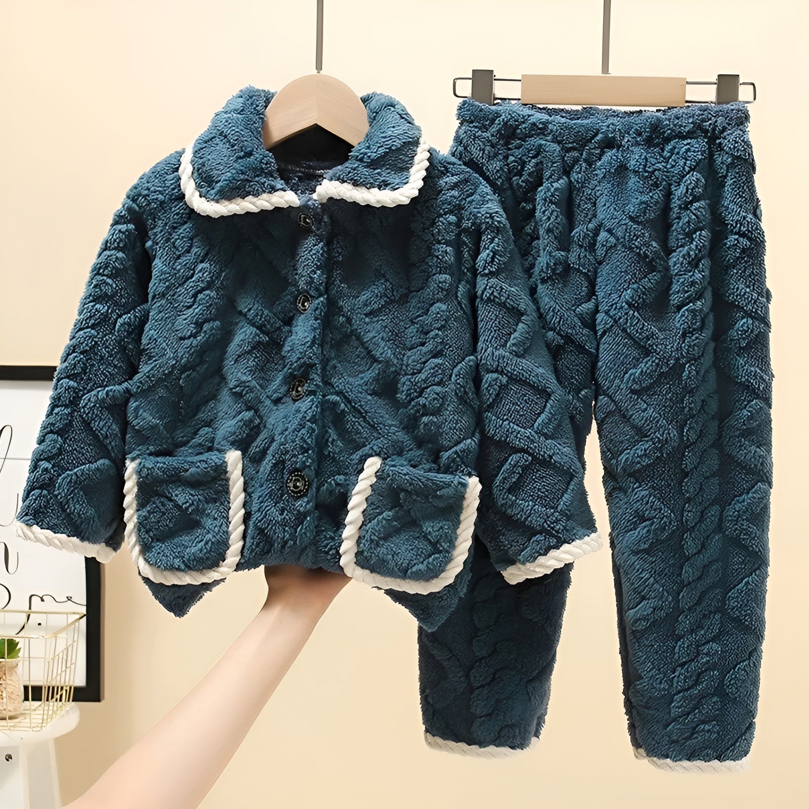 Pyjama Epais et Chaud pour Enfants bleu