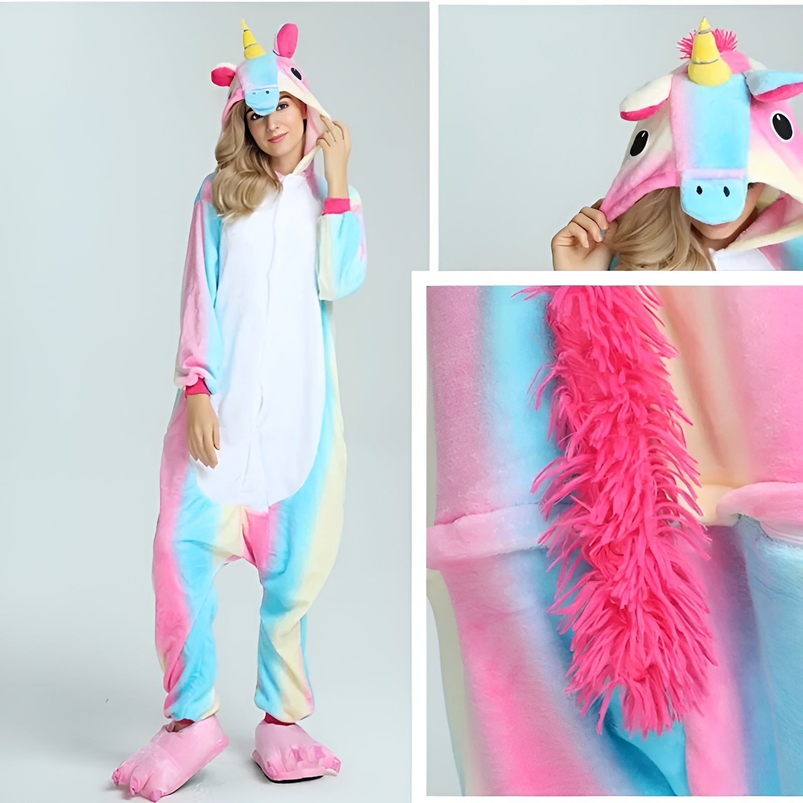 Pyjama combinaison licorne arc en ciel