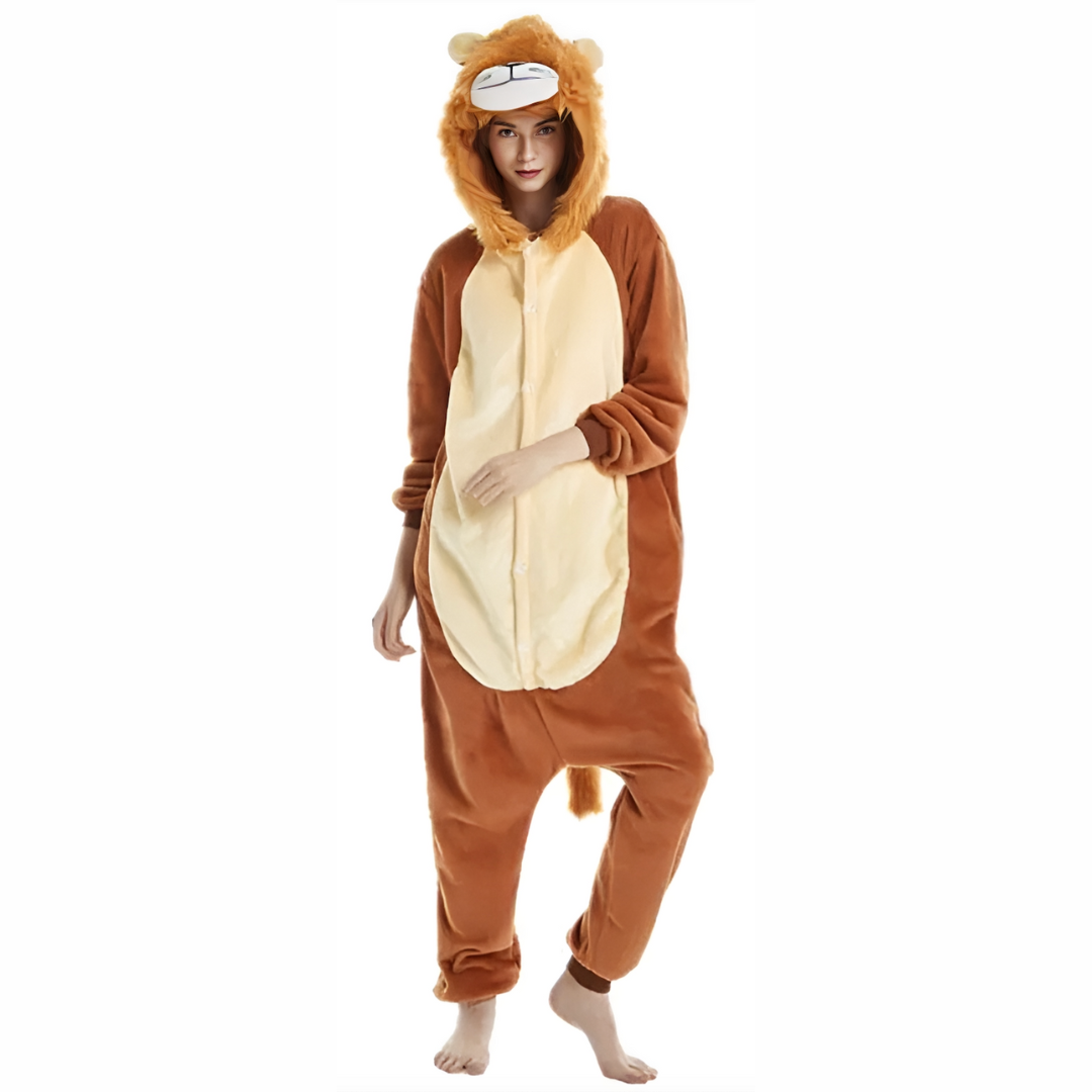 Femme portant un Pyjama kigurumi lion