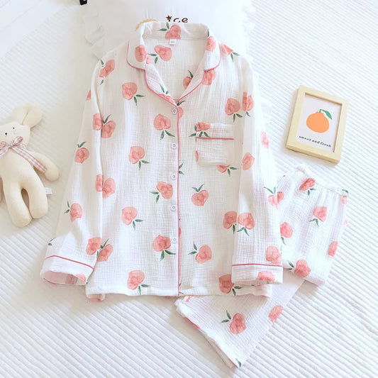 ensemble pyjama coton à motifs fruités pêche