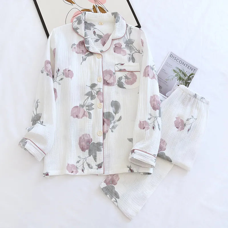 ensemble pyjama fleuri blanc 