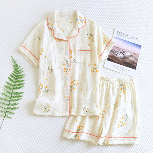 ensemble pyjama d'été fleuri pour femme en coton 