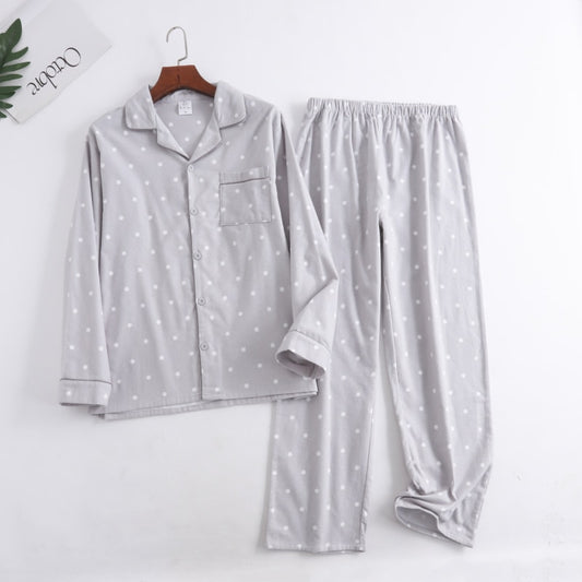 ensemble pyjama gris pour homme à pois blanc, en coton