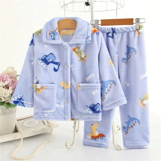 ensemble pyjama dinosaure pour enfant avec tractopelle 