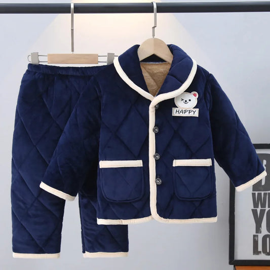 pyjama pour enfant en flanelle de coton de couleur bleu