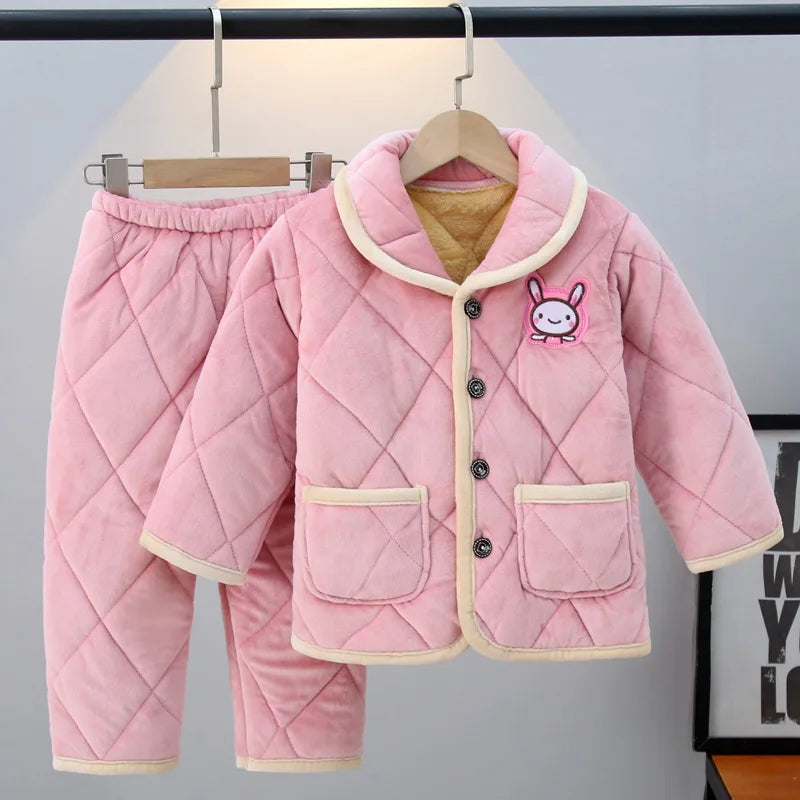 pyjama pour enfant en flanelle de coton de couleur rose