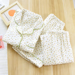 Ensemble pyjama fleuri blanc 3 pièces en coton - Vignette | Sleepizz