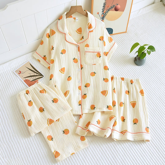 ensemble 3 pièces pyjama fruité sur fond blanc 