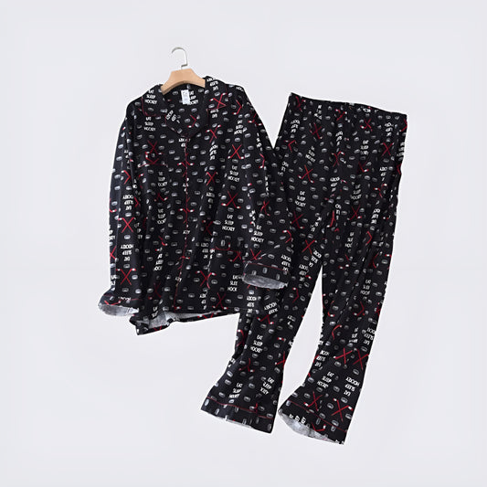 Pyjama Homme en Coton aux Motifs Hockey